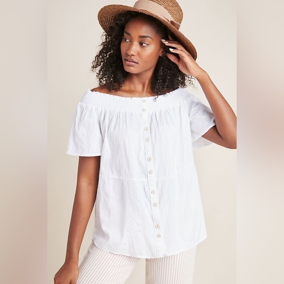 ANTHROPOLOGIE Lucille Off-The-Shoulder Blouse - Picture 1 of 4